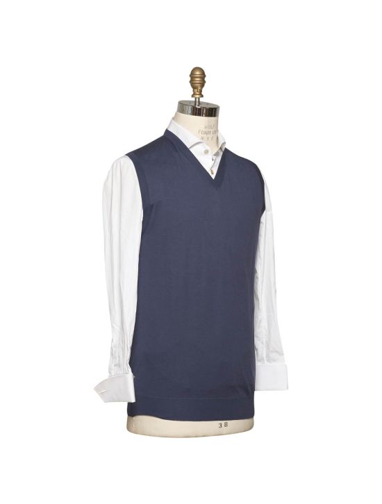 Kiton KITON Blue Cotton Gilet Blue 001