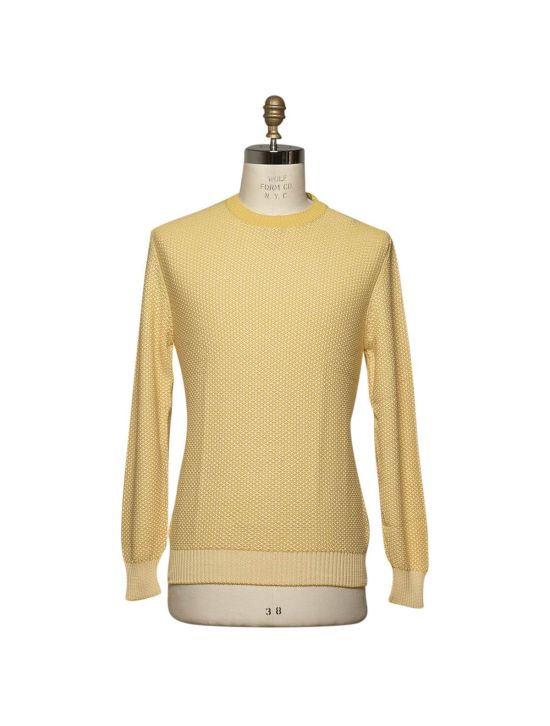 Kiton KITON Yewllow White Cotton Sweater Crewneck Yellow/White 000