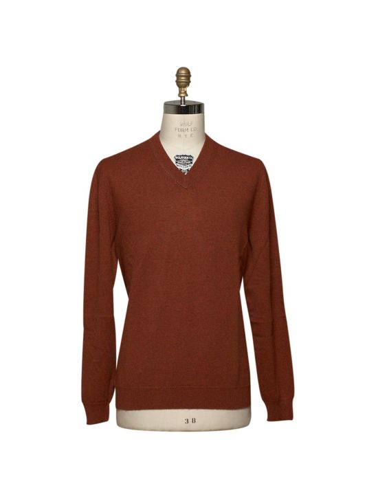 Kiton KITON Orange Cashmere Sweater V-Neck Orange 000