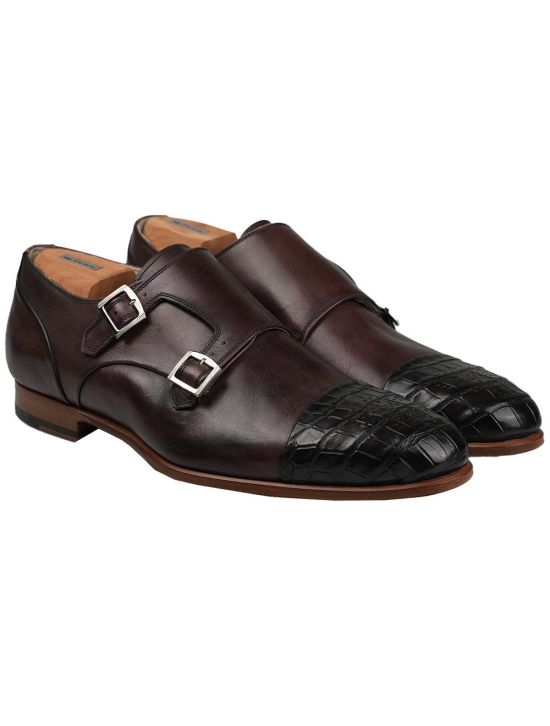 Kiton Kiton Brown Leather Crocodile Dress Shoes Brown 000