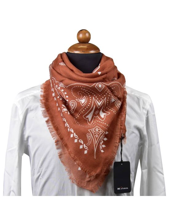 Kiton KITON Orange White Silk Cotton Scarf Orange/White 000