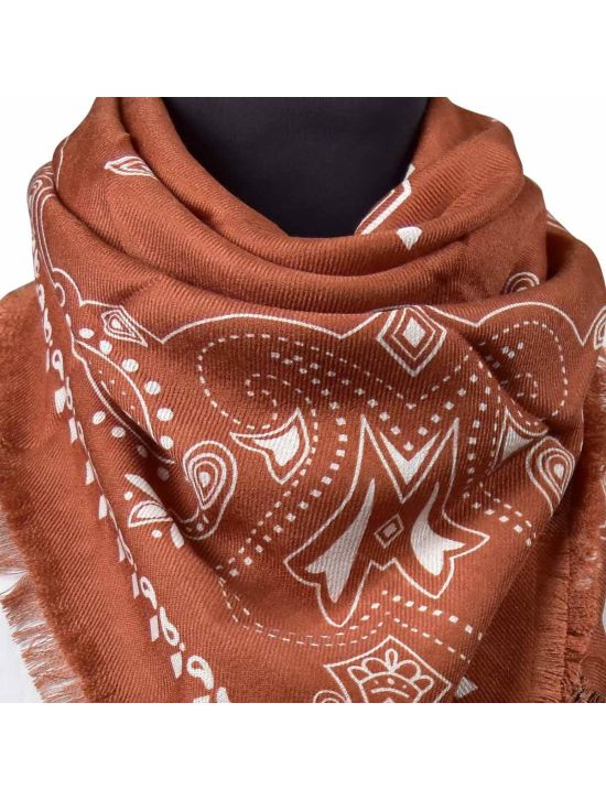 Kiton KITON Orange White Silk Cotton Scarf Orange/White 001