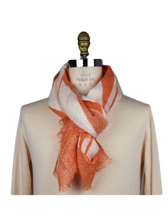 Kiton KITON Orange White Cashmere Silk Scarf Orange/White 000