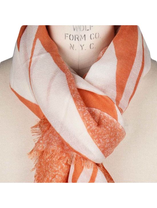 Kiton KITON Orange White Cashmere Silk Scarf Orange/White 001