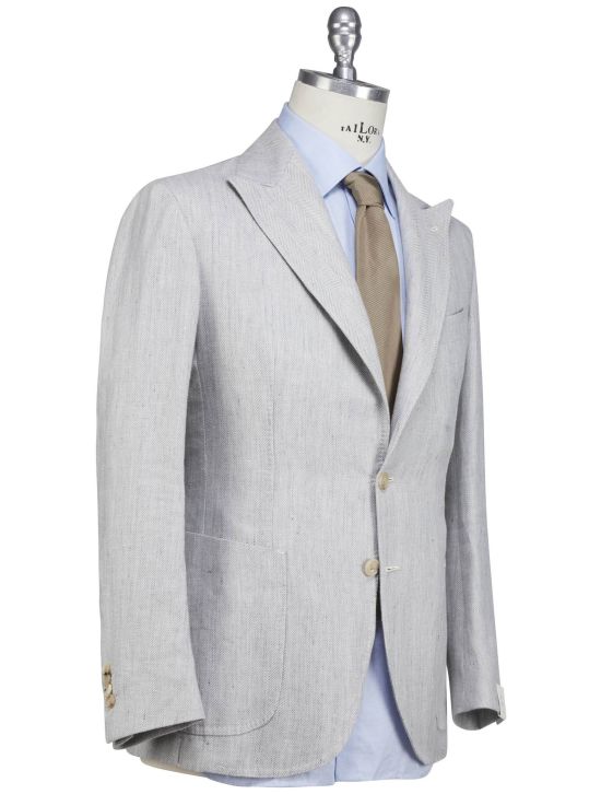 Luigi Borrelli Luigi Borrelli Gray Virgin Wool Silk Linen Blazer Gray 001