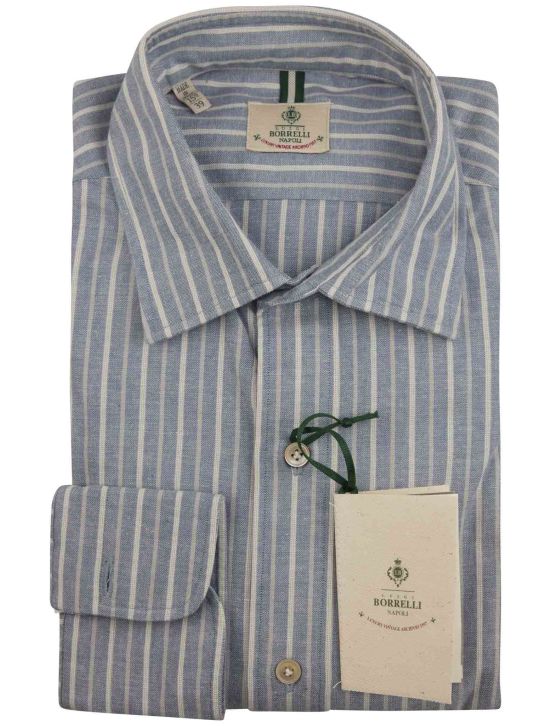 Luigi Borrelli Luigi Borrelli Blue White Cotton Shirt Blue / White 000