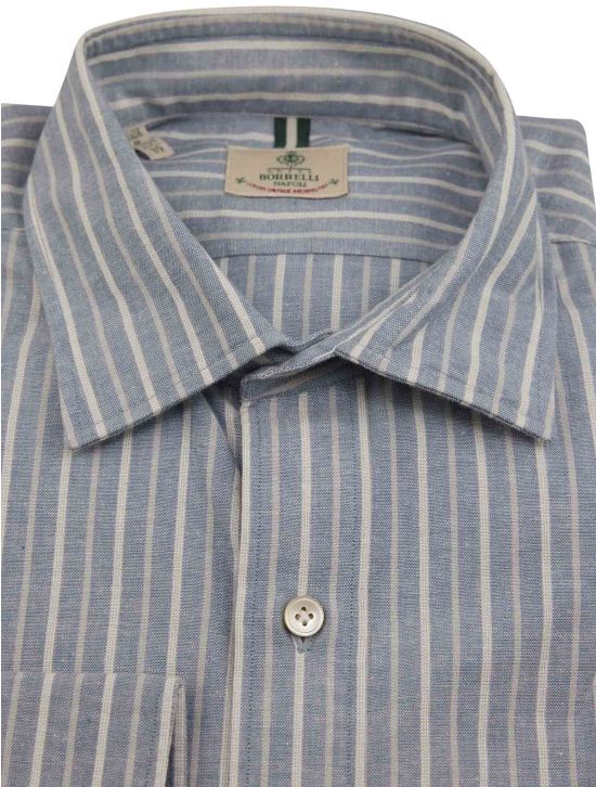 Luigi Borrelli Luigi Borrelli Blue White Cotton Shirt Blue / White 001