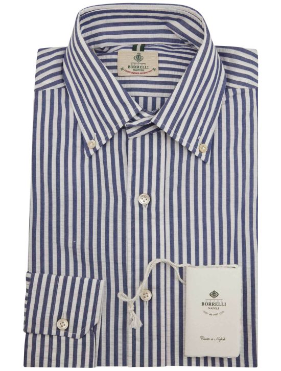 Luigi Borrelli Luigi Borrelli Blue White Cotton Shirt Blue / White 000