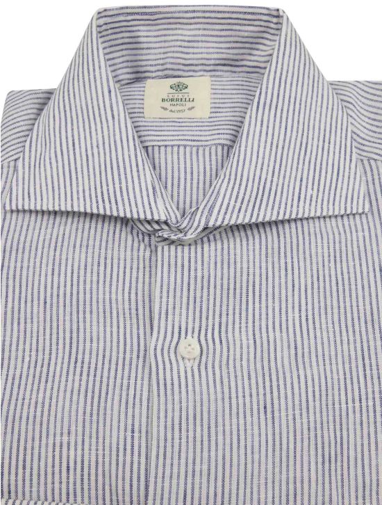 Luigi Borrelli Luigi Borrelli Blue White Linen Shirt Blue / White 001