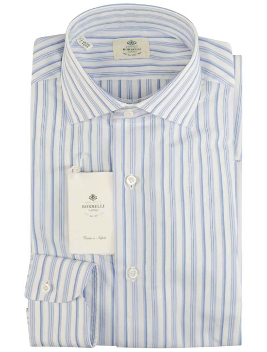 Luigi Borrelli Luigi Borrelli Blue White Cotton Shirt White / Blue 000