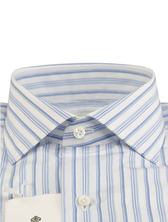 Luigi Borrelli Luigi Borrelli Blue White Cotton Shirt White / Blue 001