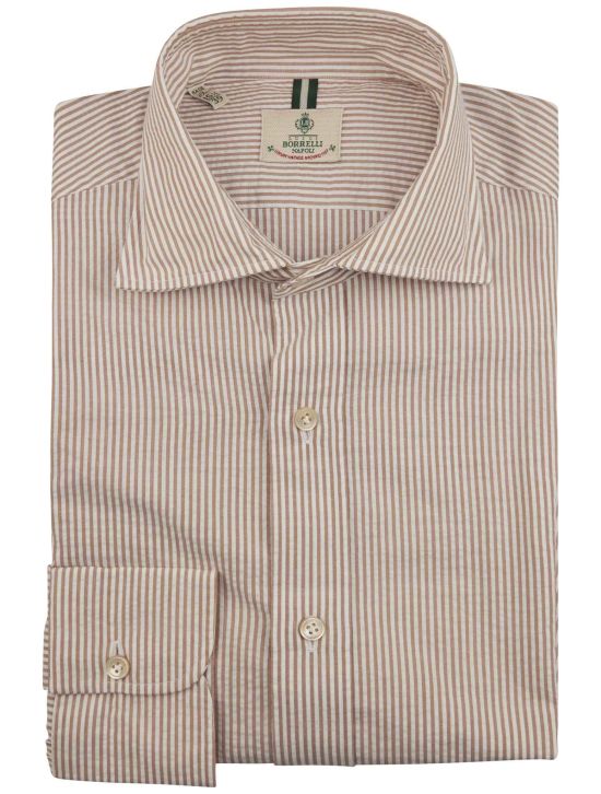 Luigi Borrelli Luigi Borrelli Brown White Cotton Shirt Brown / White 000