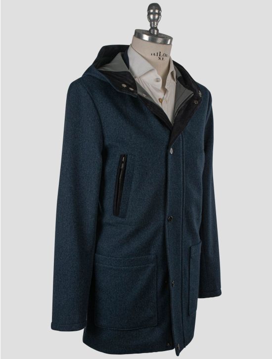 Isaia Isaia Blue Wool Pa Overcoat Blue 001