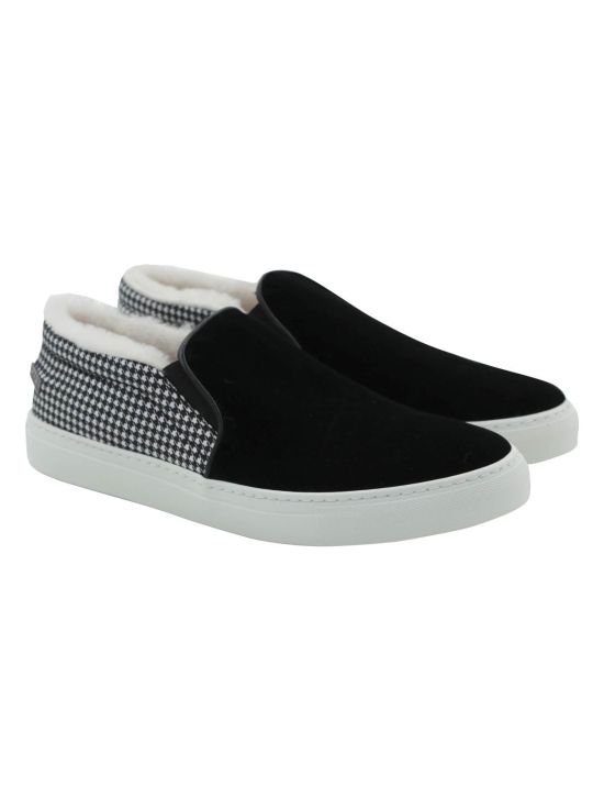 FEFÈ Glamour Pochette Fefè White Balck Velvet Cotton Silk Sneakers Slip on White/Black 000