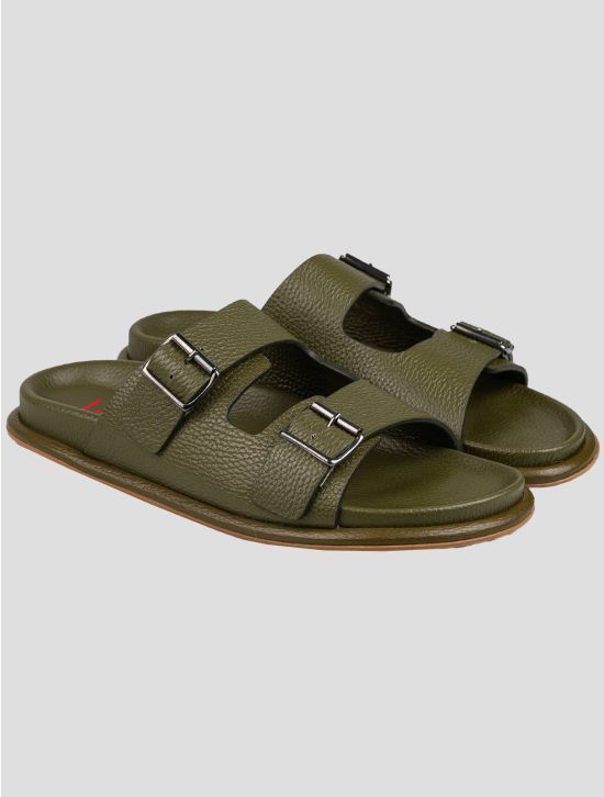 Isaia Isaia Green Leather Sandals Green 000