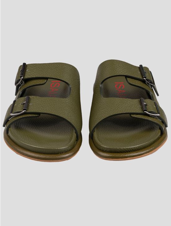 Isaia Isaia Green Leather Sandals Green 001