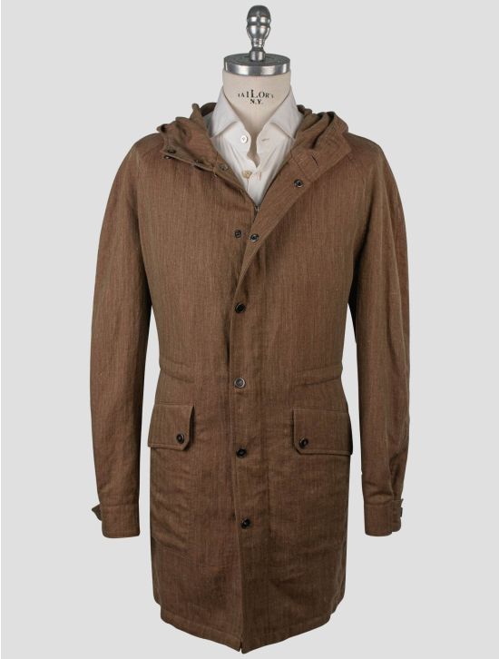 Isaia Isaia Brown Linen Silk Overcoat Brown 000