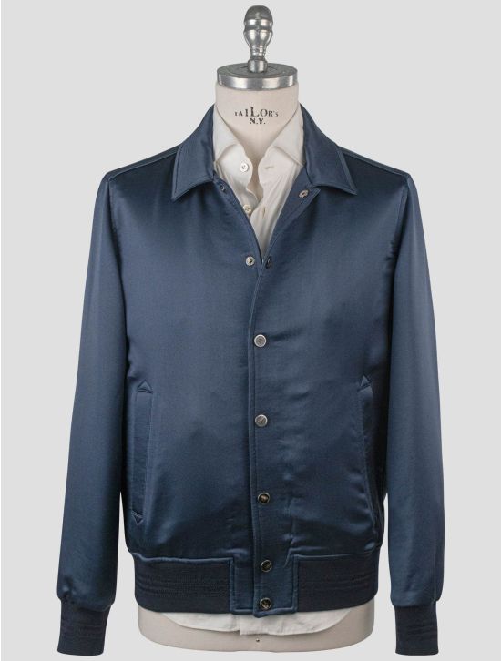 Isaia Isaia Blue Wool Silk Coat Blue 000