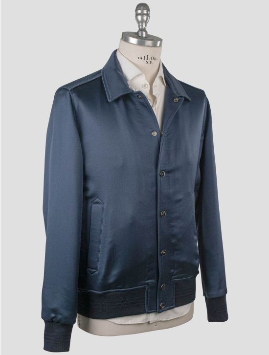 Isaia Isaia Blue Wool Silk Coat Blue 001