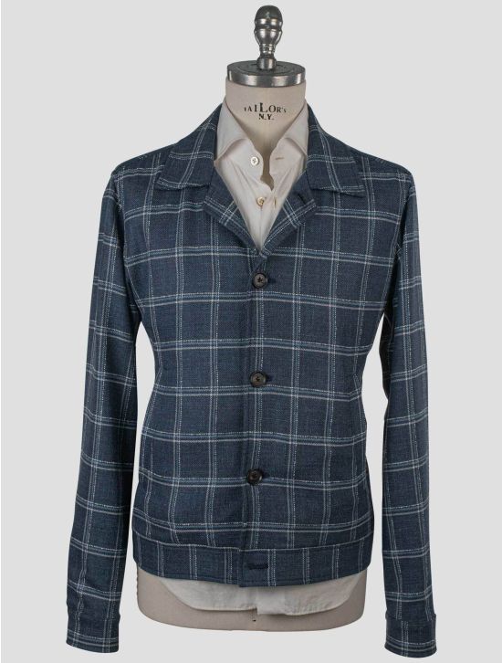 Isaia Isaia Blue Wool Silk Linen Ea Coat Blue 000