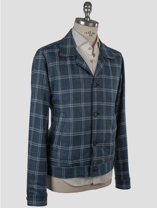 Isaia Isaia Blue Wool Silk Linen Ea Coat Blue 001