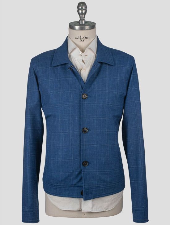 Isaia Isaia Blue Wool Pl Silk Linen Blazer Blue 000