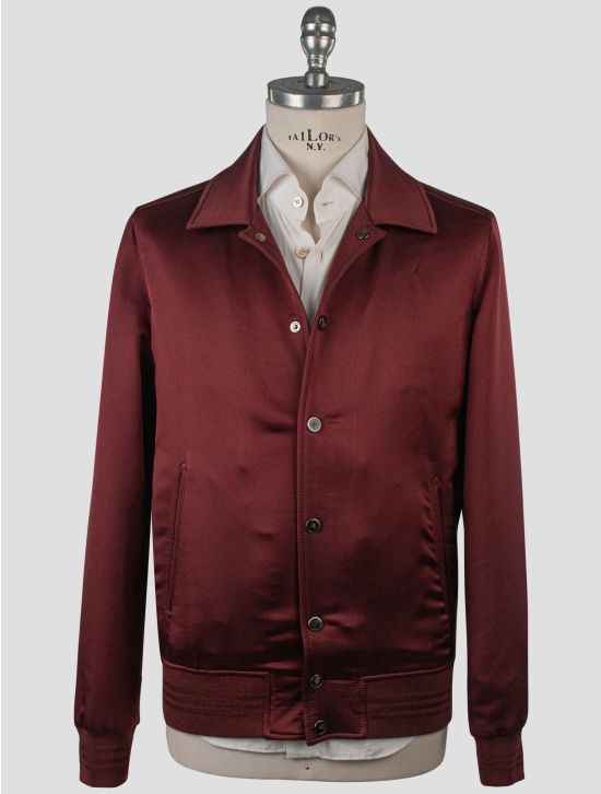 Isaia Isaia Burgundy Wool Silk Coat Burgundy 000