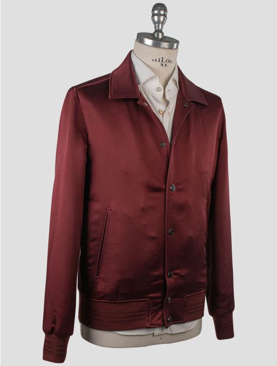 Isaia Isaia Burgundy Wool Silk Coat Burgundy 001