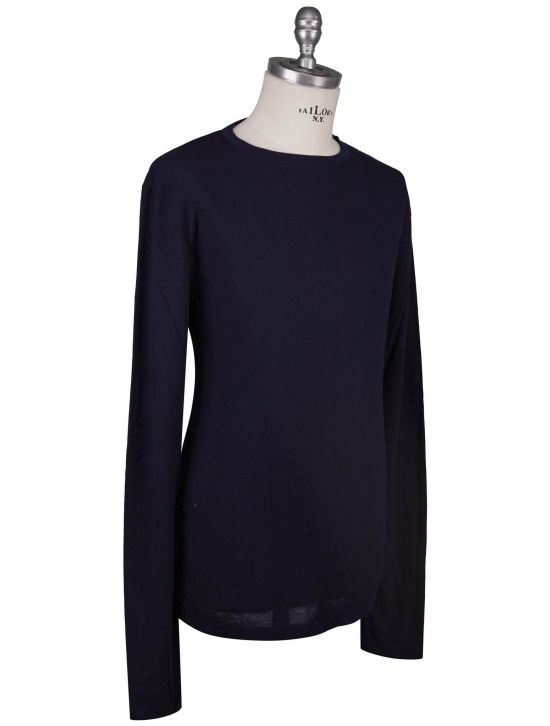 KNT Kiton Knt Blue Viscose Wool PA Sweater Crewneck Blue 001