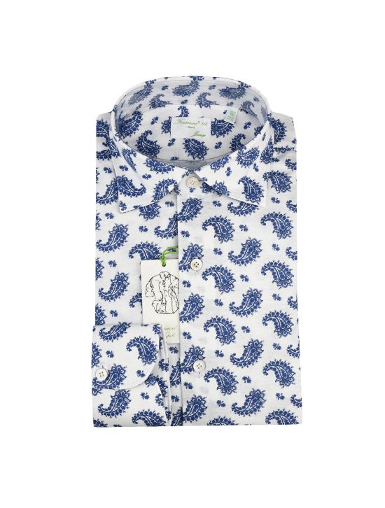 Finamore Finamore Blue White Cotton Shirt Blue/White 000