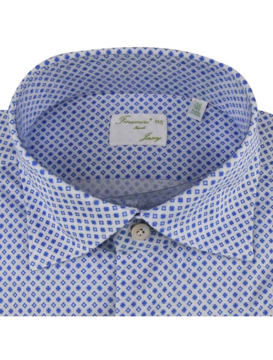 Finamore Finamore Blue White Cotton Shirt Blue/White 001