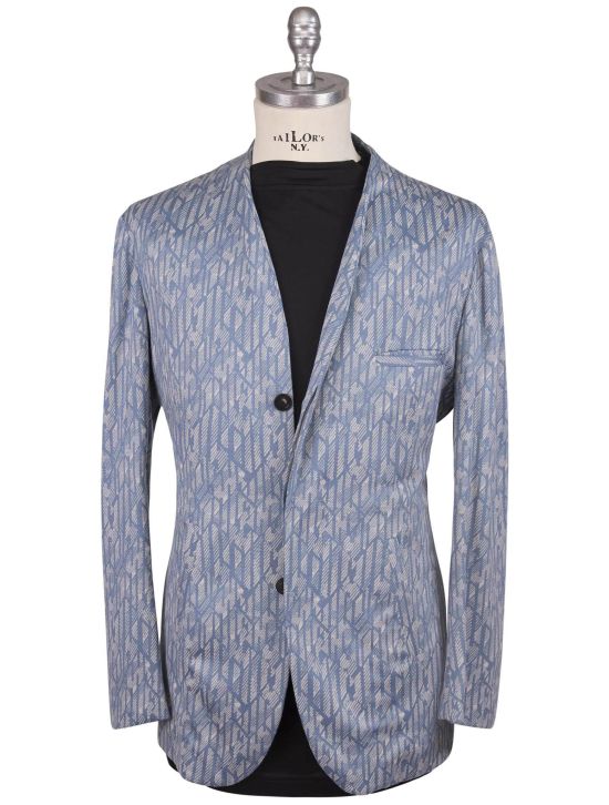 KNT Kiton Knt Light Blue White Wool Suit Light Blue / White 000