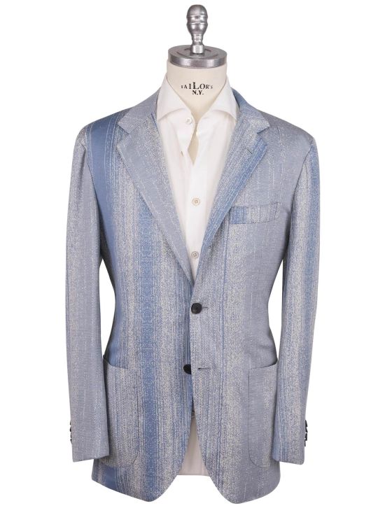 KNT Kiton Knt Light Blue White Wool Suit Light Blue / White 000