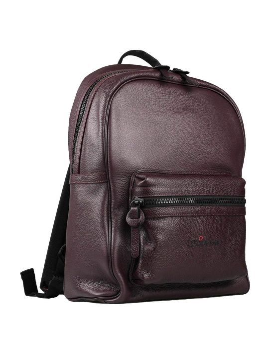 Kiton Kiton Burgundy Leather Backpack Burgundy 001