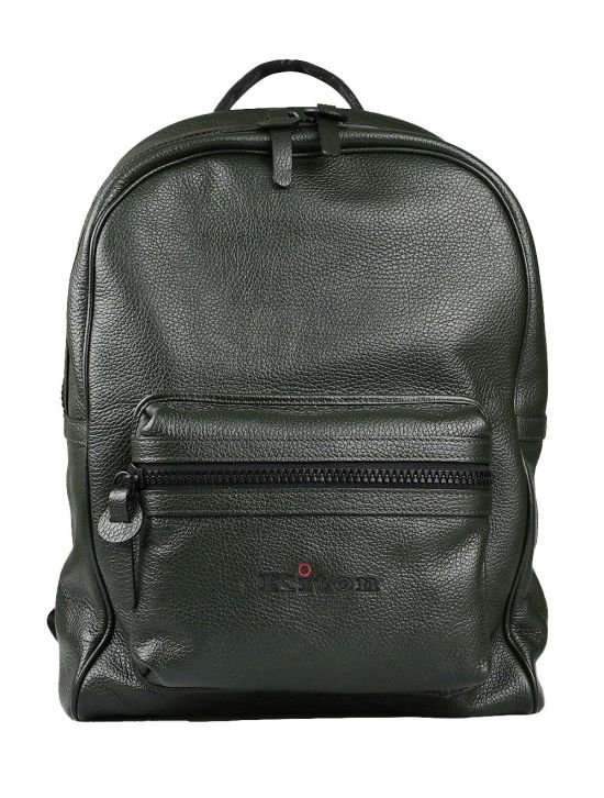 Kiton Kiton Green Leather Backpack Green 000