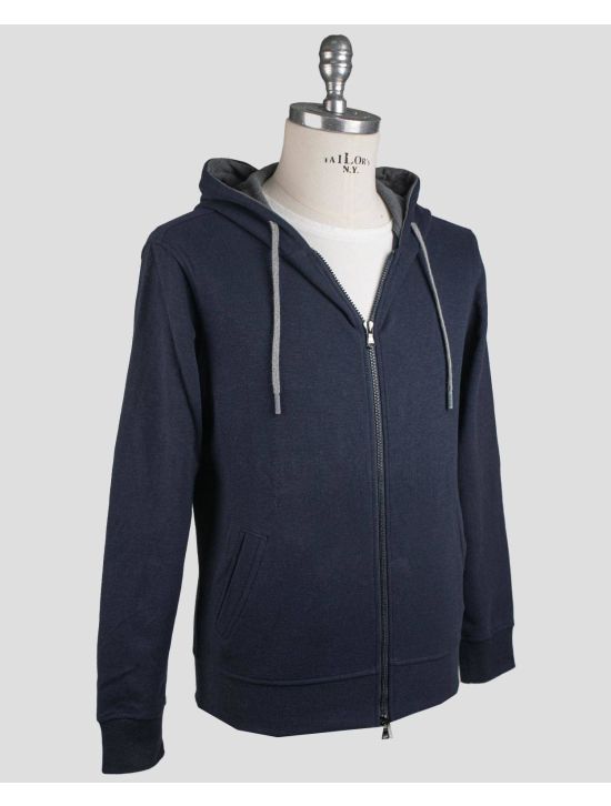 Barba Napoli Barba Napoli Dark Blue Cotton Pl Sweater Full Zip Dark Blue 001