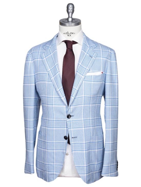 Kiton Kiton Light Blue White Cashmere Blazer Light Blue / White 000