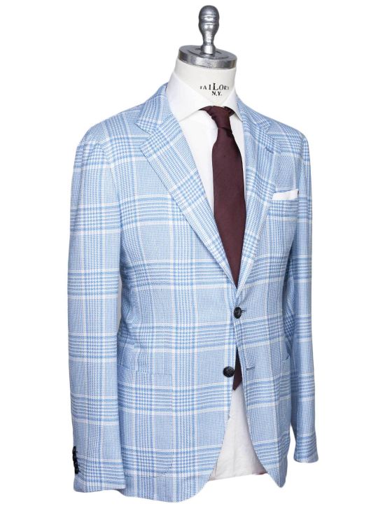 Kiton Kiton Light Blue White Cashmere Blazer Light Blue / White 001