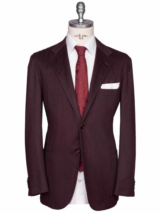 Kiton Kiton Burgundy Vicuna Peru Silk Blazer Burgundy 000