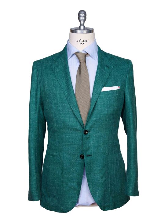 Kiton Kiton Green Cashmere Virgin Wool Silk Linen Blazer Green 000