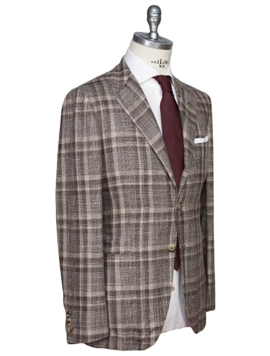 Kiton Kiton Brown Cashmere Virgin Wool Silk Linen Blazer Brown 001