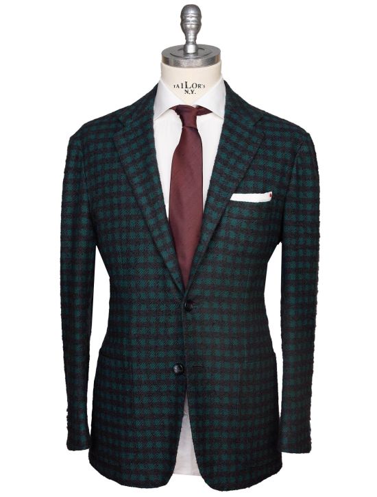 Kiton Kiton Green Blue Cashmere Silk Blazer Green / Blue 000