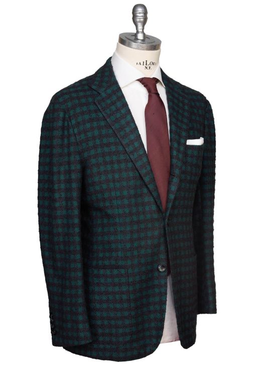 Kiton Kiton Green Blue Cashmere Silk Blazer Green / Blue 001