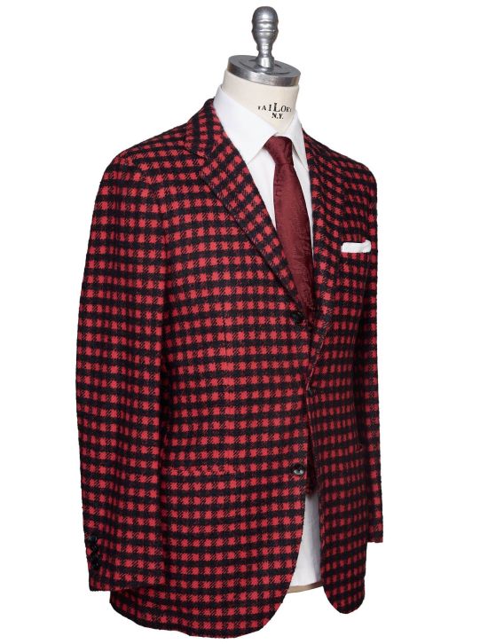 Kiton Kiton Red Black Cashmere Silk Blazer Red / Black 001