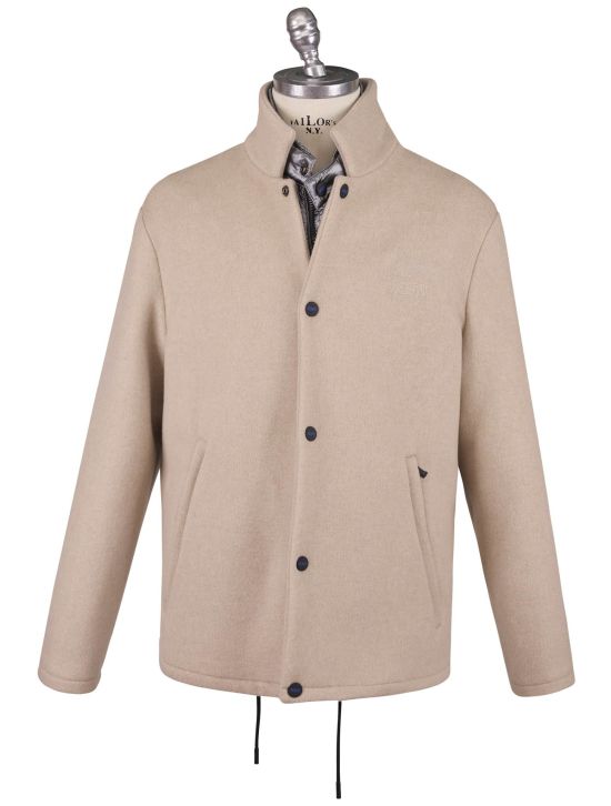 KNT Kiton Knt Beige Gray Virgin Wool PA Cashmere Coat Beige / Gray 000