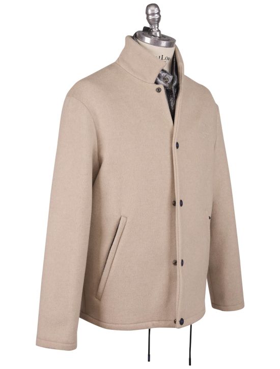 KNT Kiton Knt Beige Gray Virgin Wool PA Cashmere Coat Beige / Gray 001