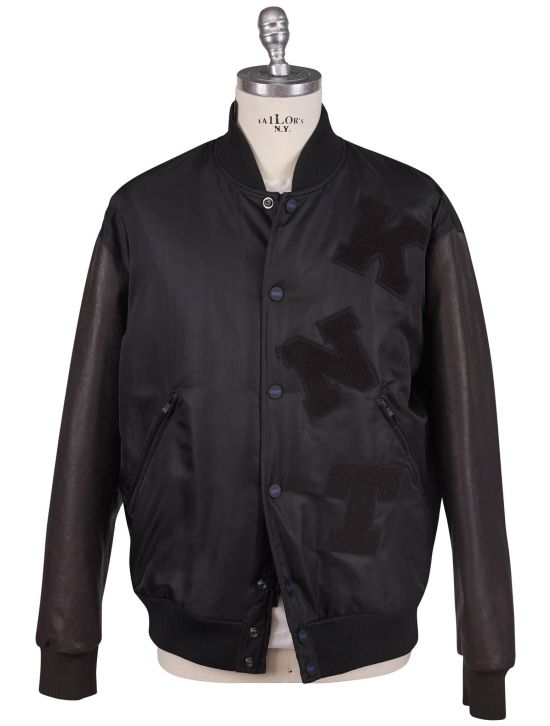 KNT Kiton Knt Black PA Leather Coat Black 000