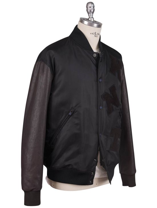 KNT Kiton Knt Black PA Leather Coat Black 001