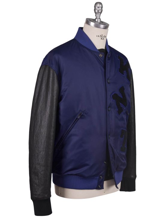 KNT Kiton Knt Blue Black PL Leather Coat Blue / Black 001