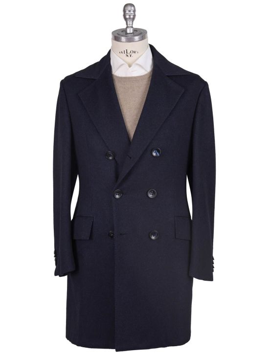 Kiton Kiton Blue Cashmere Silk Vicuna Peru Overcoat Blue 000